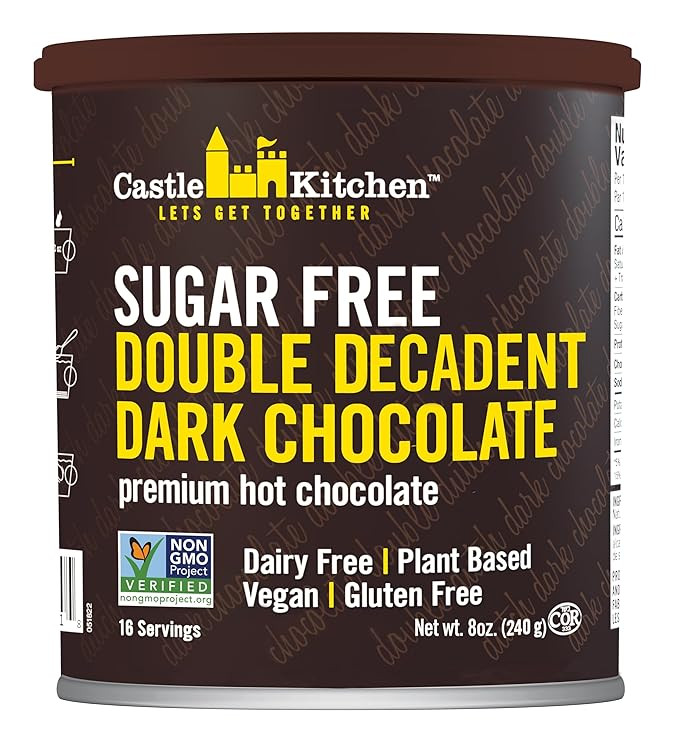Castle Kitchen Sugar Free Double Decadent Dark Hot Chocolate - Premium Plant Based, Dairy Free, G... | Amazon (US)