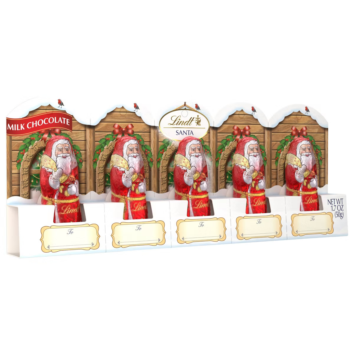 Lindt Christmas Santa Milk Chocolate Candy - 1.7oz/5pk | Target