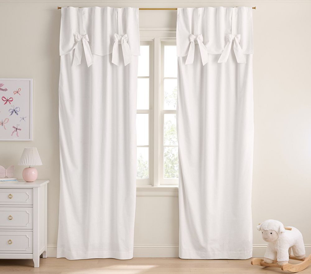 Evelyn Linen-Blend Bow Valance Blackout Curtain | Pottery Barn Kids