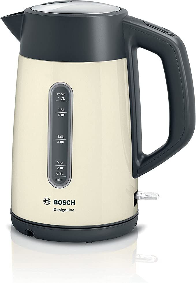 Bosch DesignLine Plus TWK4P437GB Stainless Steel Cordless Kettle,1.7 Litres, 3000 W - Cream | Amazon (UK)