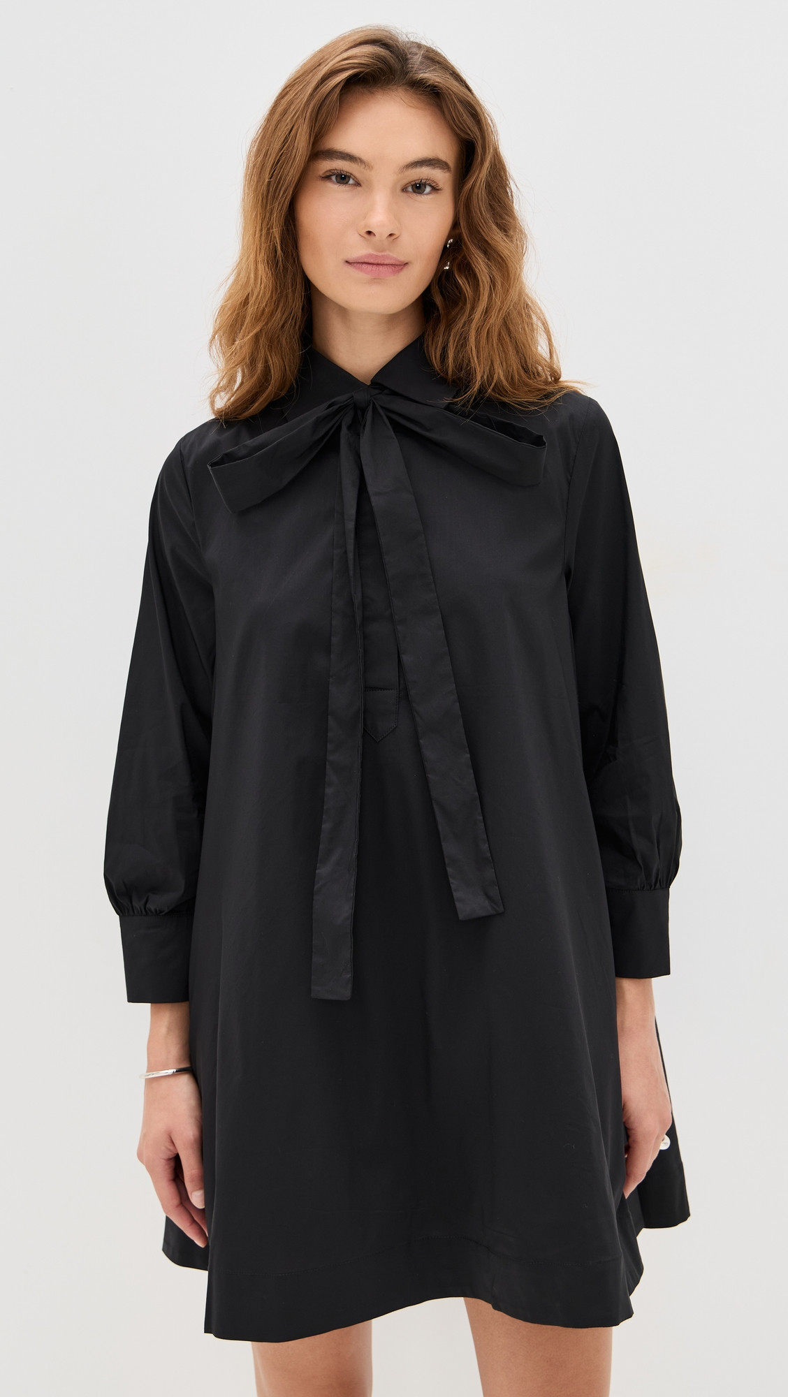 English Factory Bow Shirt Dress Black M | Shopbop