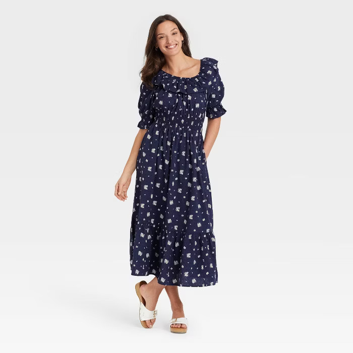 Women's Short Sleeve Ruffle Collar Dress - Universal Thread™ | Target