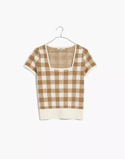 Square-Neck Sweater Tee in Gingham | Madewell