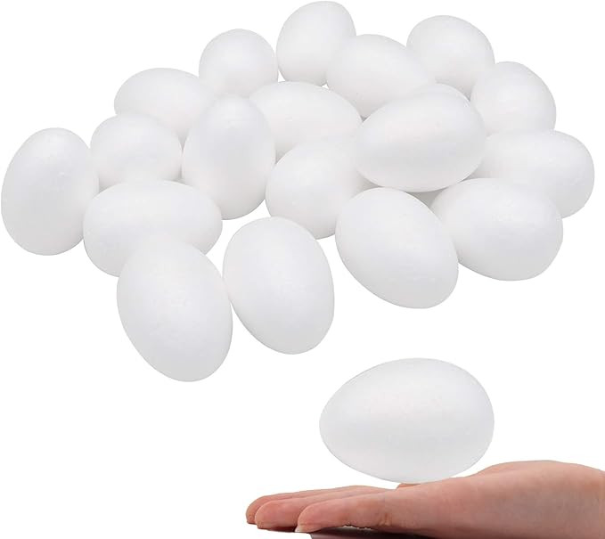 Crafare 40 Pack 2.75 Inch White Craft Foam Eggs Smooth for Easter Christmas Halloween Holiday Cra... | Amazon (US)
