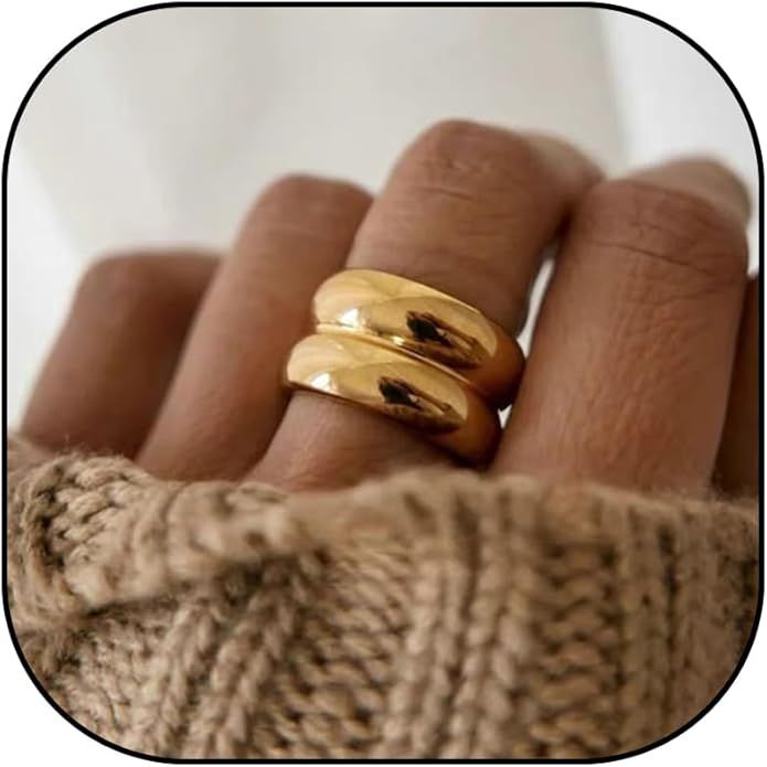 Harry and Henry Chunky Gold Rings for Women Non Turnish Gold Plated Rings That Don't Tarnish Chun... | Amazon (US)