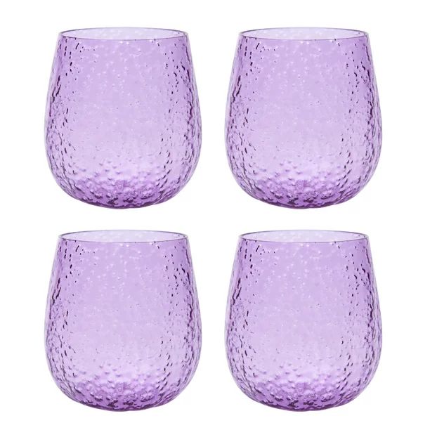 Better Homes & Gardens Leggero Bubble Stemless Plastic Wine Glass, Purple, Set of 4 | Walmart (US)