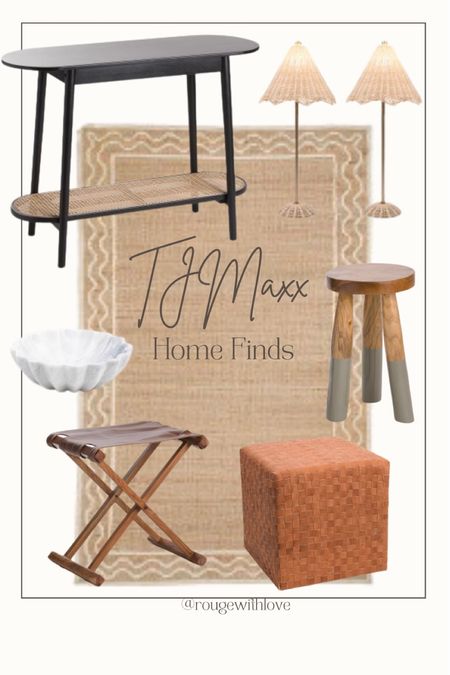 Tjmaxx home finds, rattan lamps, designer look for less, leather ottoman, leather stool, marble fish, entry table, foyer table, sofa table, console table 

#LTKsalealert #LTKhome #LTKunder100