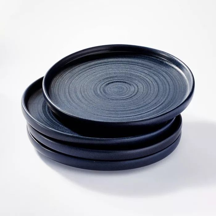 10.6&#34; 4pk Stoneware Glazed Dinner Plates Blue - Threshold&#8482; designed with Studio McGee | Target