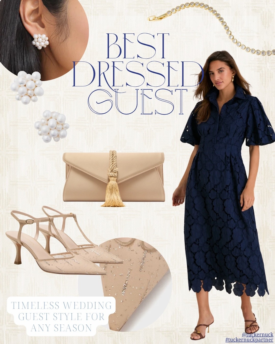 A perfectly classic, timeless wedding guest look that would work for spring, summer, fall, or winter! The details on this dress are so beautiful. And the touch of glitter on the shoes! @tuckernuck #tuckernuckpartner


#LTKTall #LTKWedding #LTKOver40