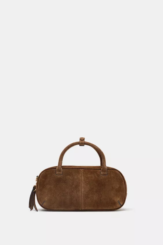 MINI SPLIT SUEDE BOWLING BAG | Zara UK