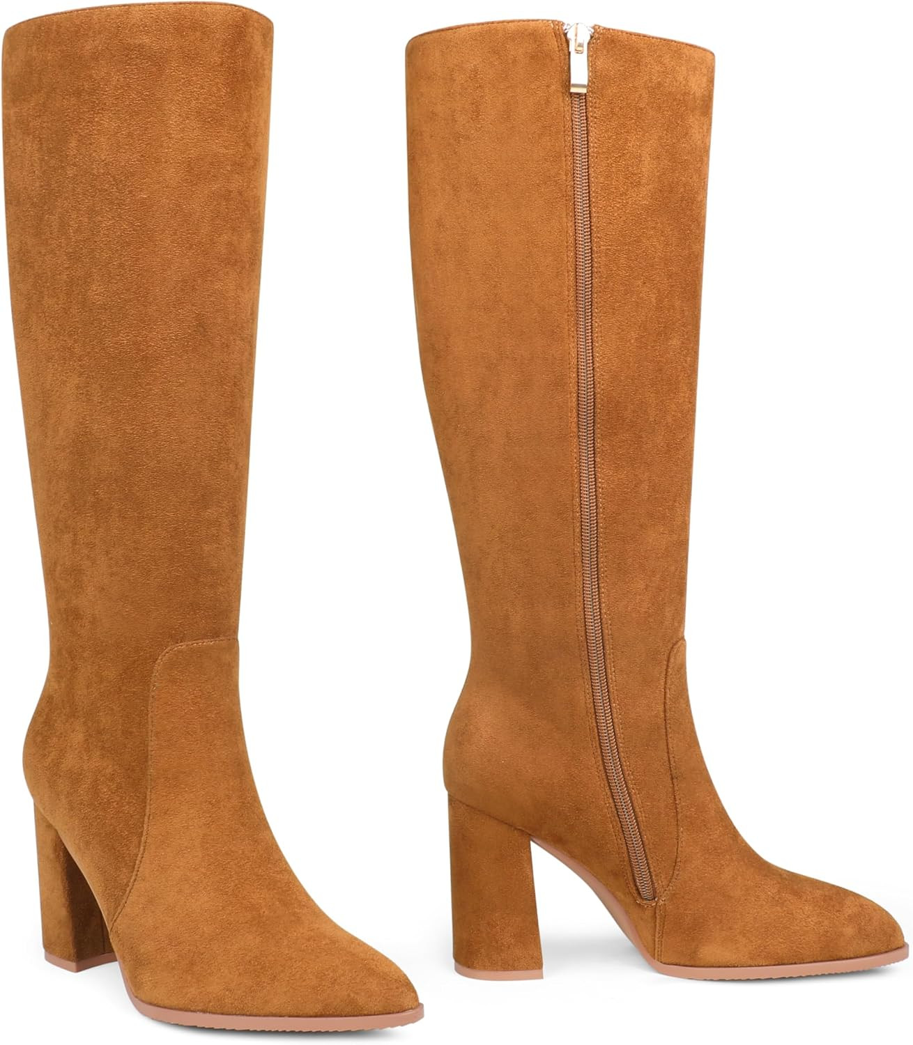 Women's Knee High Boots Square Toe Chunky Knee Heeled Boots Long Boots for Women | Amazon (US)