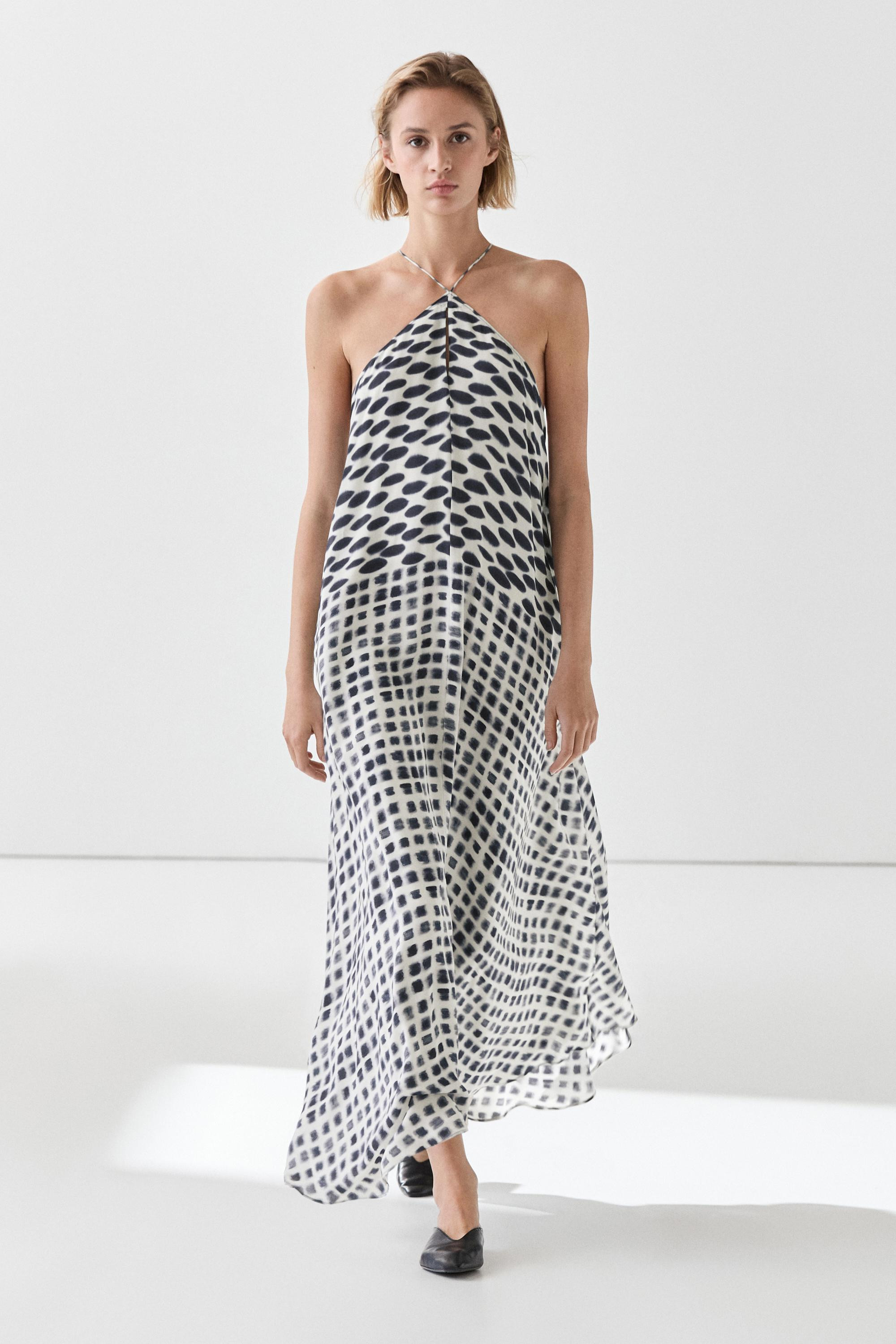 Printed flared midi dress | Massimo Dutti US