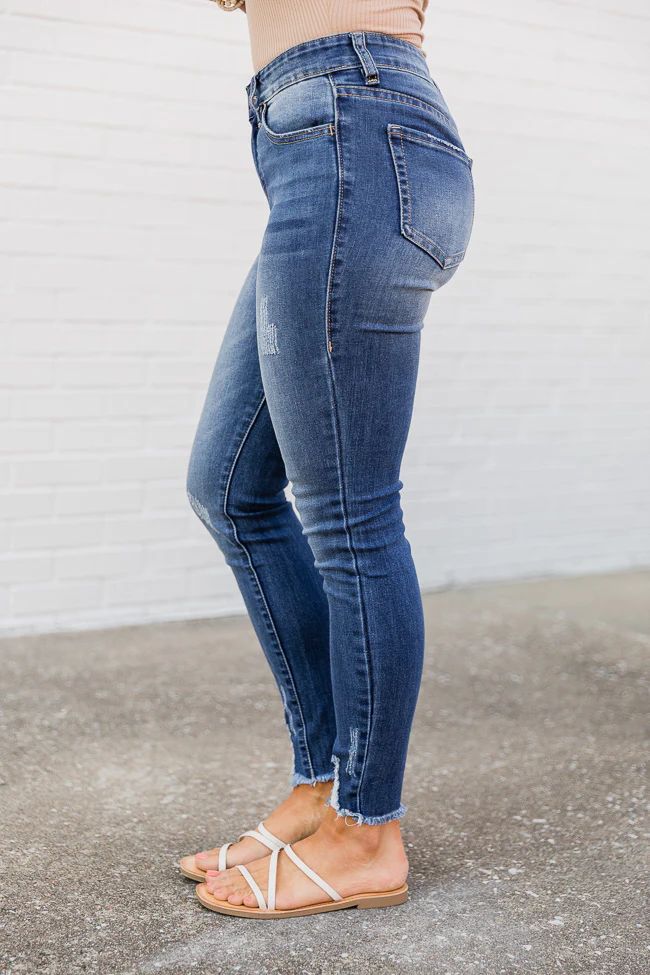 Jolie Distressed Hem Medium Wash Jeans | The Pink Lily Boutique