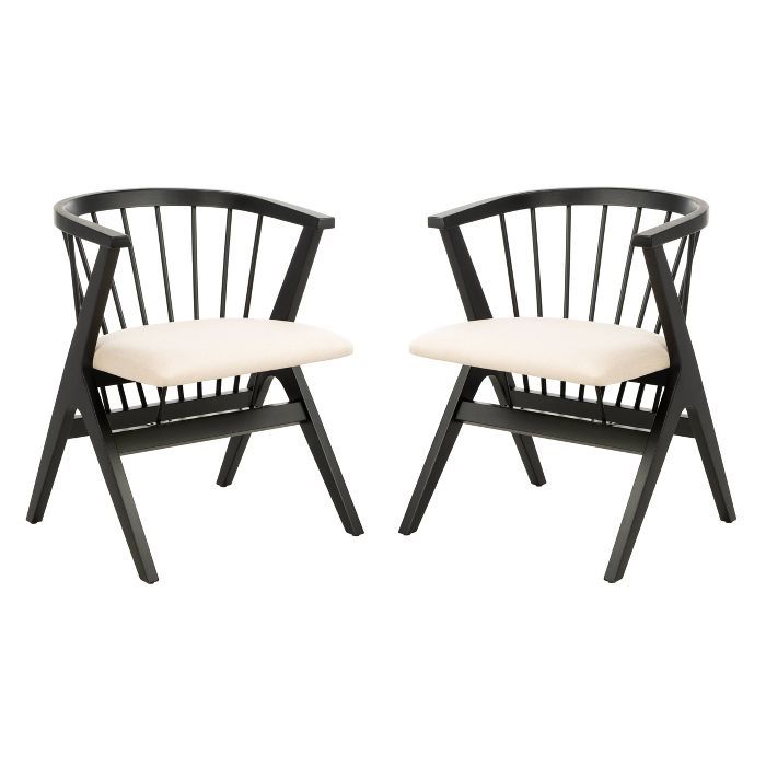 Set of 2 Noah Spindle Dining Chair Black/Beige - Safavieh | Target