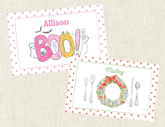 Personalized Christmas - Halloween - Thanksgiving Placemat/ Holidays | Etsy (US)
