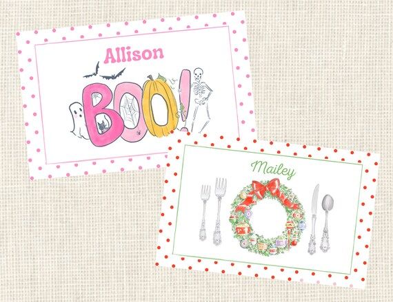 Personalized Christmas - Halloween - Thanksgiving Placemat/ Holidays | Etsy (US)