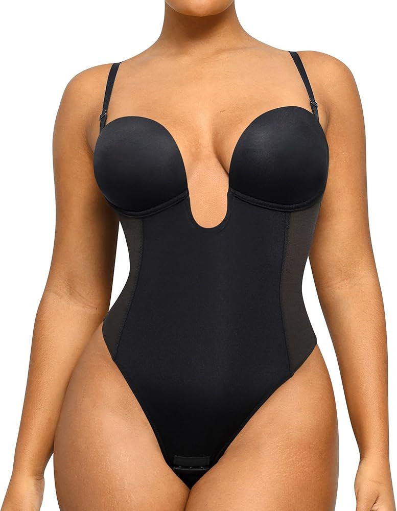 SHAPELLX Backless Shapewear Bodysuit for Women U Plunge Corset Strapless Body Shaper Tummy Contro... | Amazon (US)