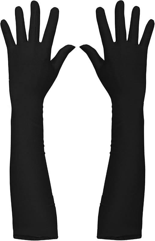 Black Satin Opera Gloves - Roaring 20's Fancy Flapper Elbow Gloves - 1 Pair | Amazon (US)