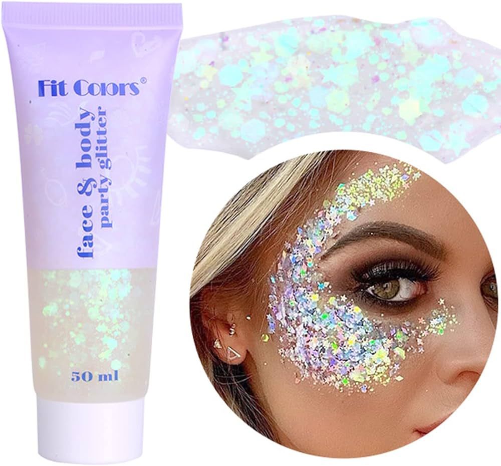 MEICOLY White Body Glitter,Singer Concerts Music Festival Rave Accessories,Mermaid Face Glitter G... | Amazon (US)
