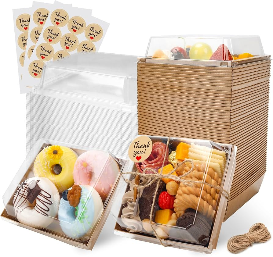 Charcuterie Boxes with Clear Lids Mini Bakery Boxes Disposable Treat Boxes to Go Small Food Conta... | Amazon (US)