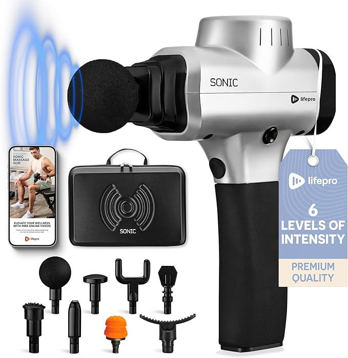 LifePro Massage Gun - Percussion Muscle Massager for Athletes with 8 Massage Heads and 5 Speed Se... | Amazon (US)