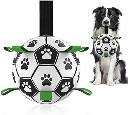 Dog Toys Soccer Ball with Grab Tabs, Interactive Dog Toys for Tug of War, Puppy Birthday Gifts, D... | Amazon (US)