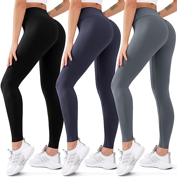 3 Pack High Waisted Leggings for Women Butt Lift Tummy Control Yoga Pants Non See-Through Workout... | Amazon (US)