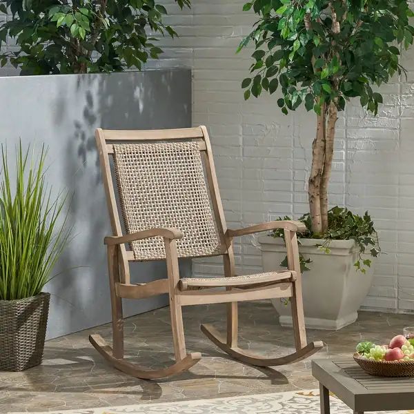 Lucas Outdoor Rustic Wicker Rocking Chair by Christopher Knight Home | Bed Bath & Beyond