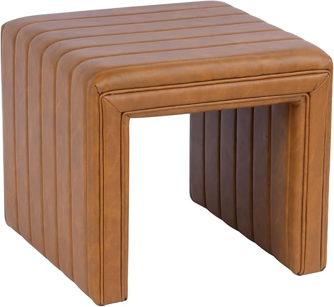 Spatial Order Modern Channel Tufted Faux Leather Ottoman | Spatial Order Home Décor | Ottoman fo... | Amazon (US)