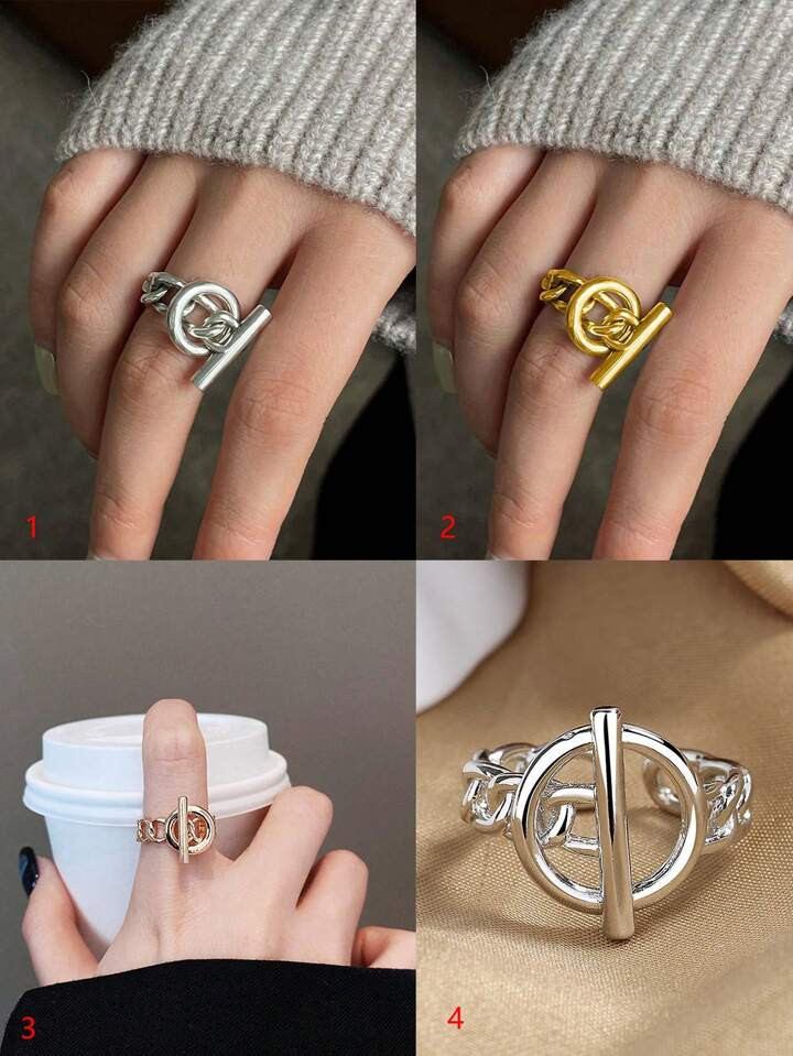 1pc Creative Circular Chain & O-Ring Buckle Design Ring Suitable For Women's Daily Wear | SHEIN