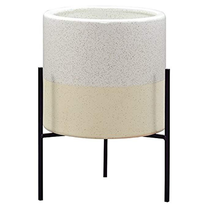 Rivet Mid-Century Ceramic Planter with Stand, 14"H, White | Amazon (US)