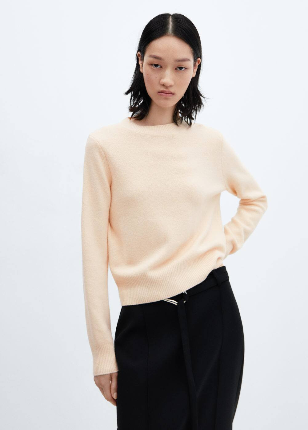 Round-neck knitted sweater  -  Women | Mango USA | MANGO (US)