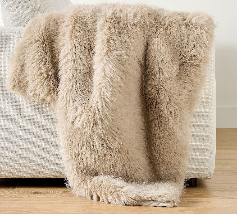 Alpine Luxe Faux Fur Throw, Ivory, 50"" x 60 | Pottery Barn (US)