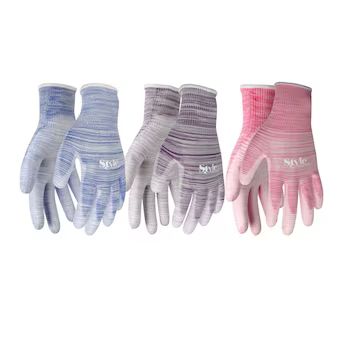 Style Selections Medium Polyurethane Dipped Polyester Gardening Gloves, (3-Pairs) | Lowe's
