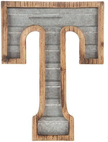 XXL 14" Galvanized Metal and Wood Industrial Home and Business Wall Letters Monogram Letter T | Amazon (US)