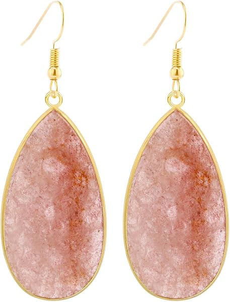 Natural Crystal Healing Stone Earrings Statement Teardrop Dangle Earrings for Women | Amazon (US)