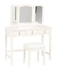 Tassel Vanity Set With Stool And Mirror | TJ Maxx