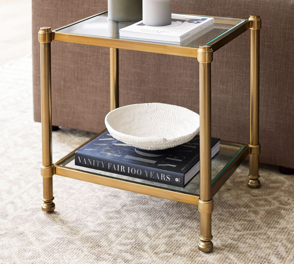 Everson Rectangular Glass Side Table (22.5") | Pottery Barn (US)