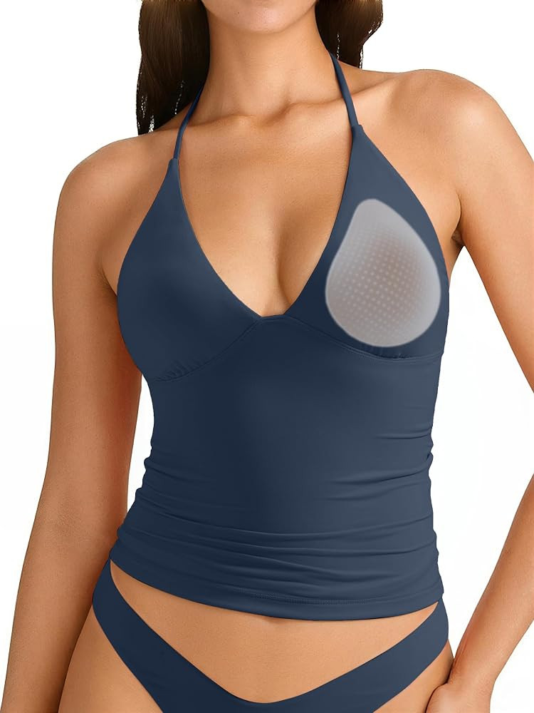 SUUKSESS Women Double Lined Halter Tank Top Summer Padded Going Out Tops Sleeveless Basic Shirts | Amazon (US)