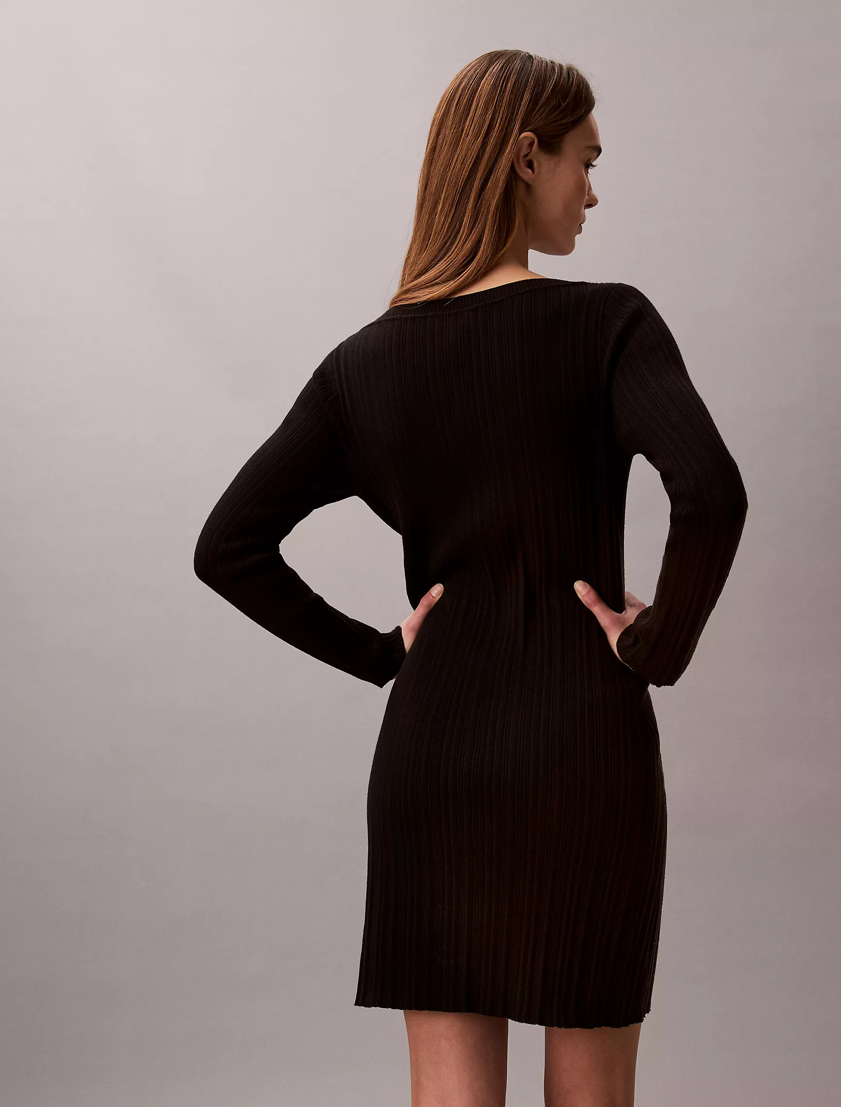 Long Sleeve Rib Mini Dress | Calvin Klein | Calvin Klein (US)