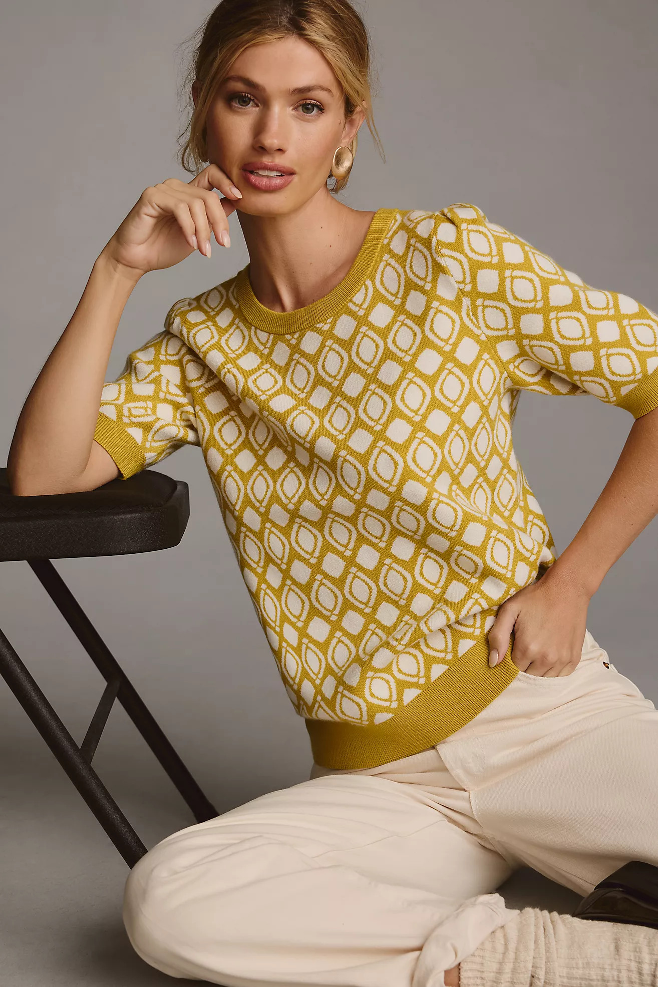 Maeve Harmon Jacquard Sweater Tee | Anthropologie (US)