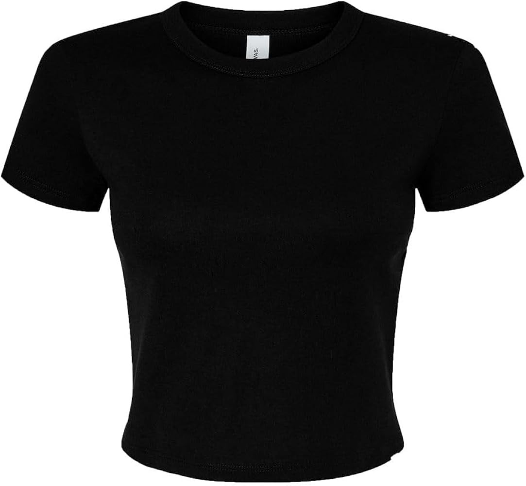 Bella + Canvas Ladies' Micro Ribbed Baby Tee, Solid Black Blend, Small : Amazon.ca: Clothing, Sho... | Amazon (CA)