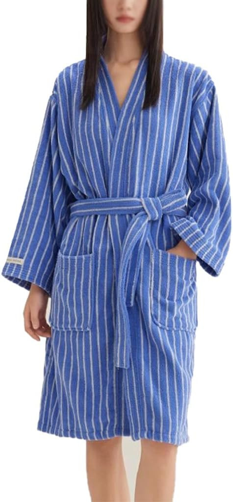 Cotton Terry Stripe Bathrobe For Women And Men,Luxury Kimono Soft Terry Cloth Robe,Comfortable Lo... | Amazon (US)