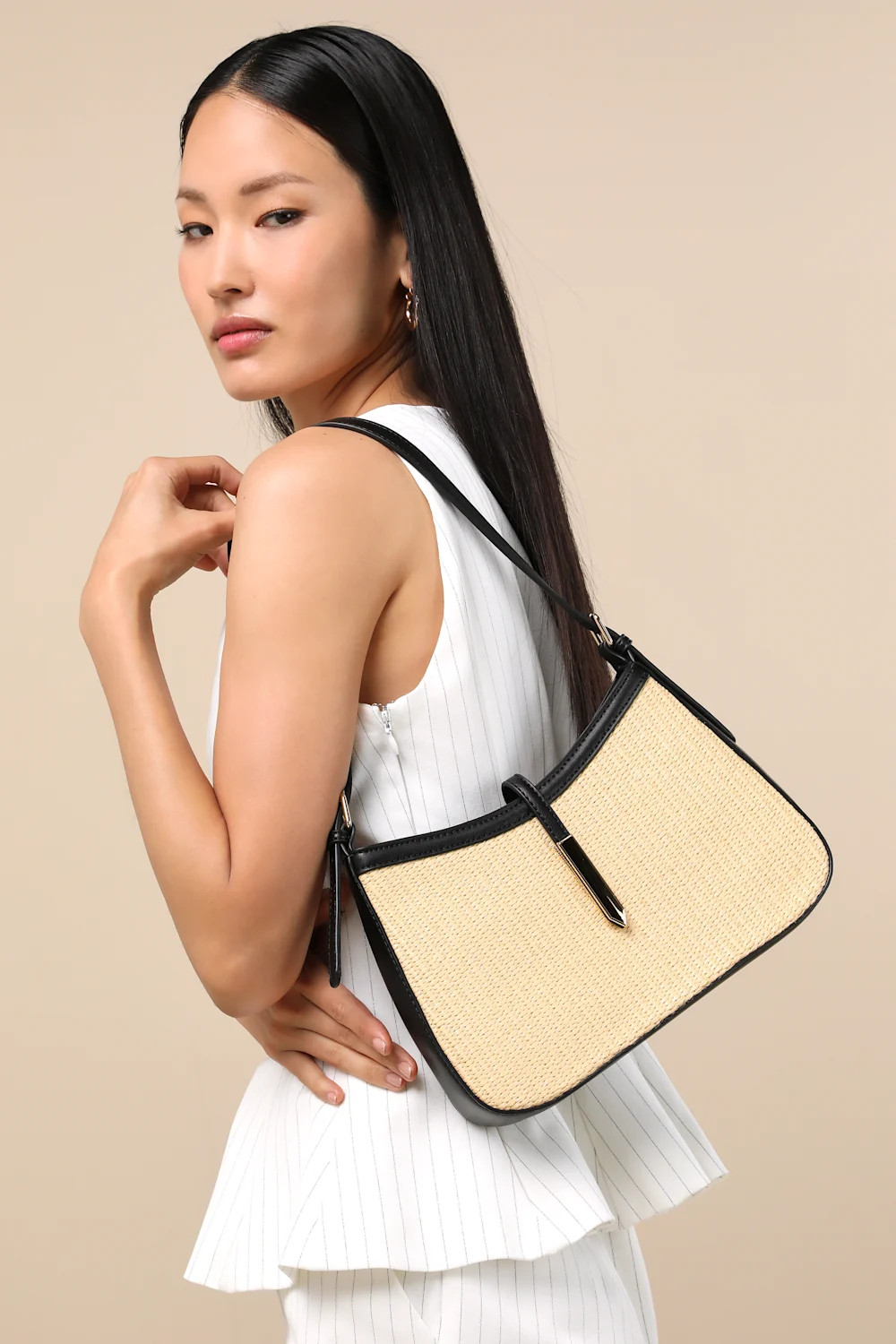 Virna Black Raffia Shoulder Bag | Lulus