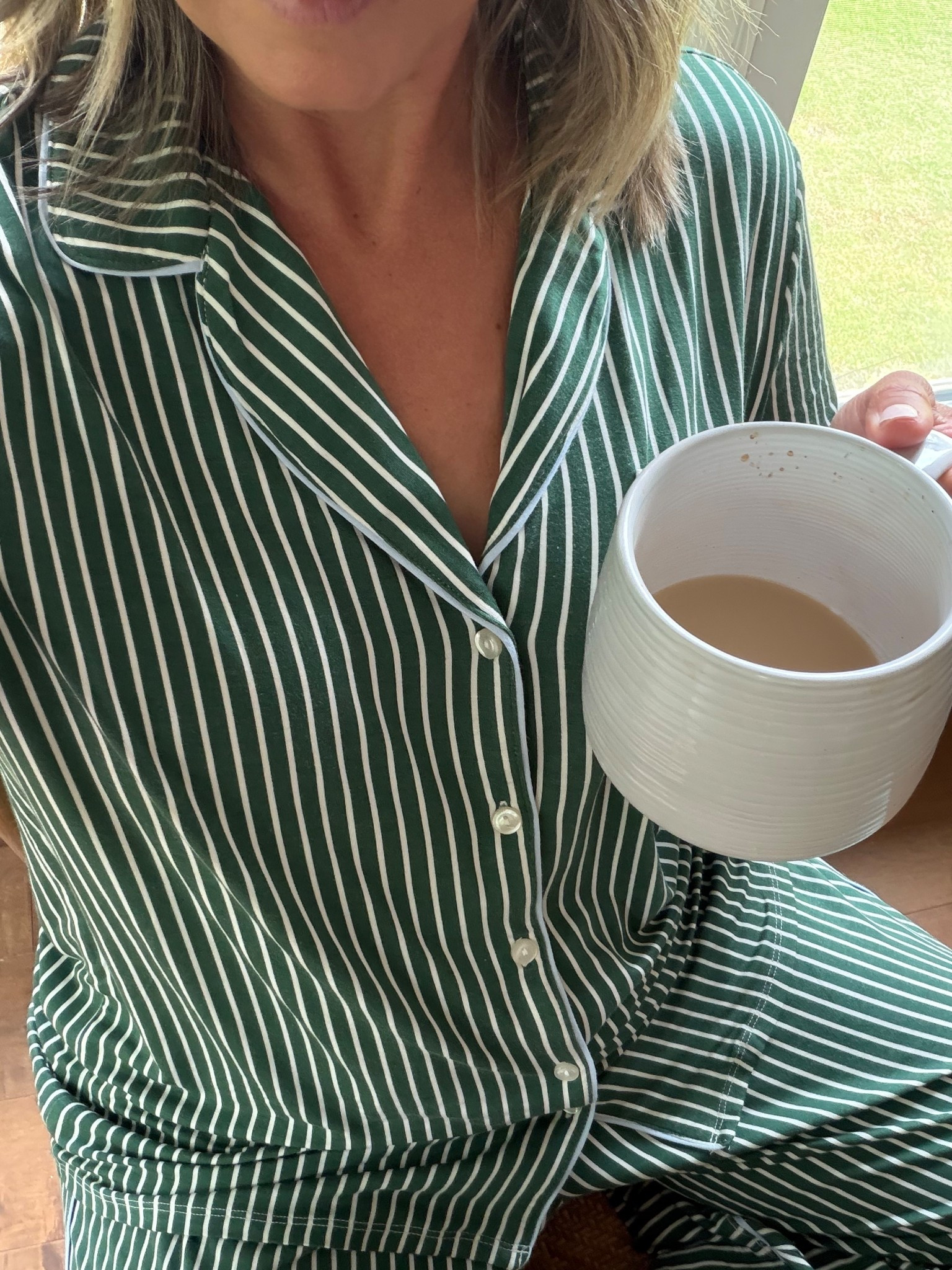 Sipping coffee in my Aerie striped pajama set 

#LTKmorningroutine #LTKdayinmylife #LTKmomlife