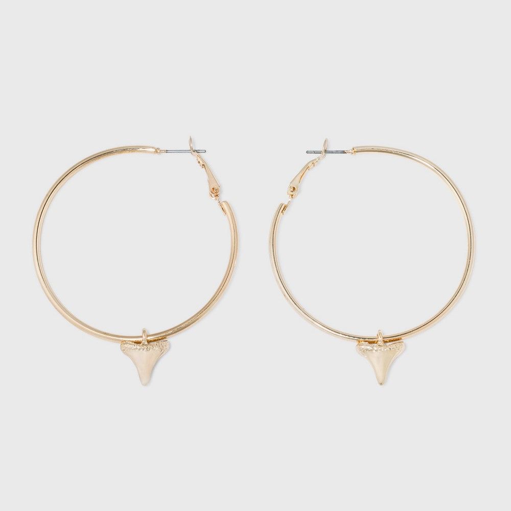 Faceted Casted Shark Tooth Charm Hoop Earrings - Wild Fable Gold, Women's | Target
