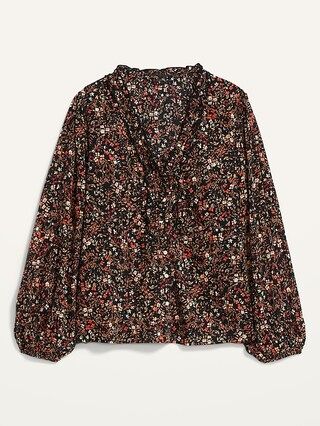 Oversized Ruffled V-Neck Floral-Print Blouse for Women | Old Navy (US)