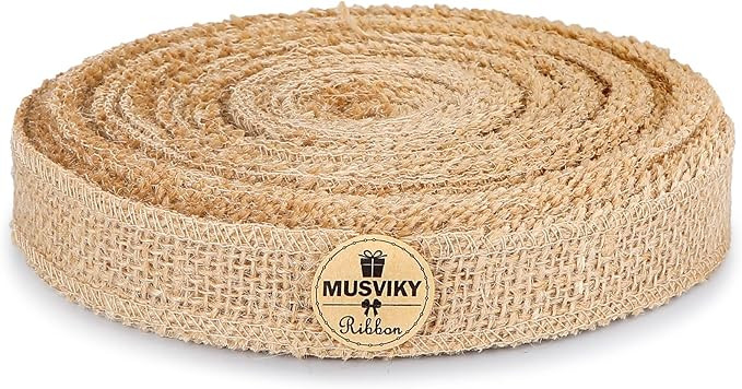 MUSVIKY Burlap Ribbon, 1 Inch x 25 Yards Natural Burlap Ribbon Wired Fabric Craft DIY Gift Wrappi... | Amazon (US)