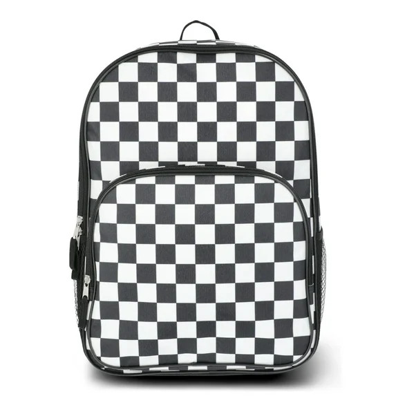 Wonder Nation Kids Unisex 16" Checkered Backpack, Black/White | Walmart (US)