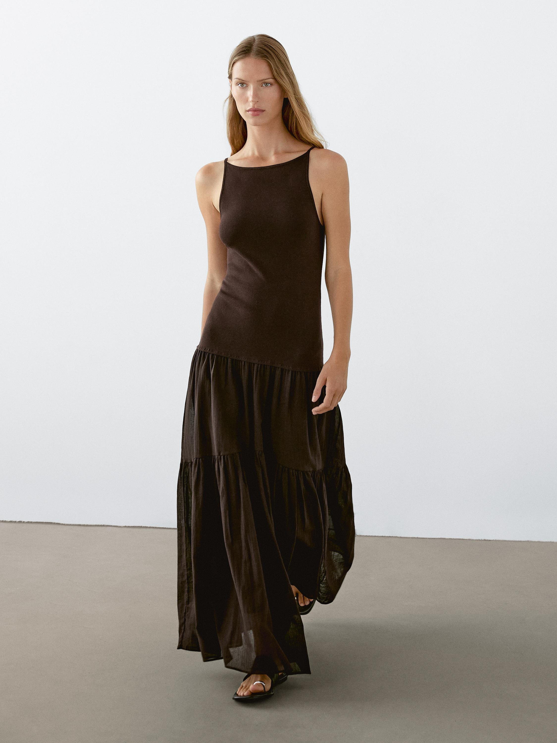Dress. Halter neck. Strappy. Made of cotton blend fabric. | Massimo Dutti UK